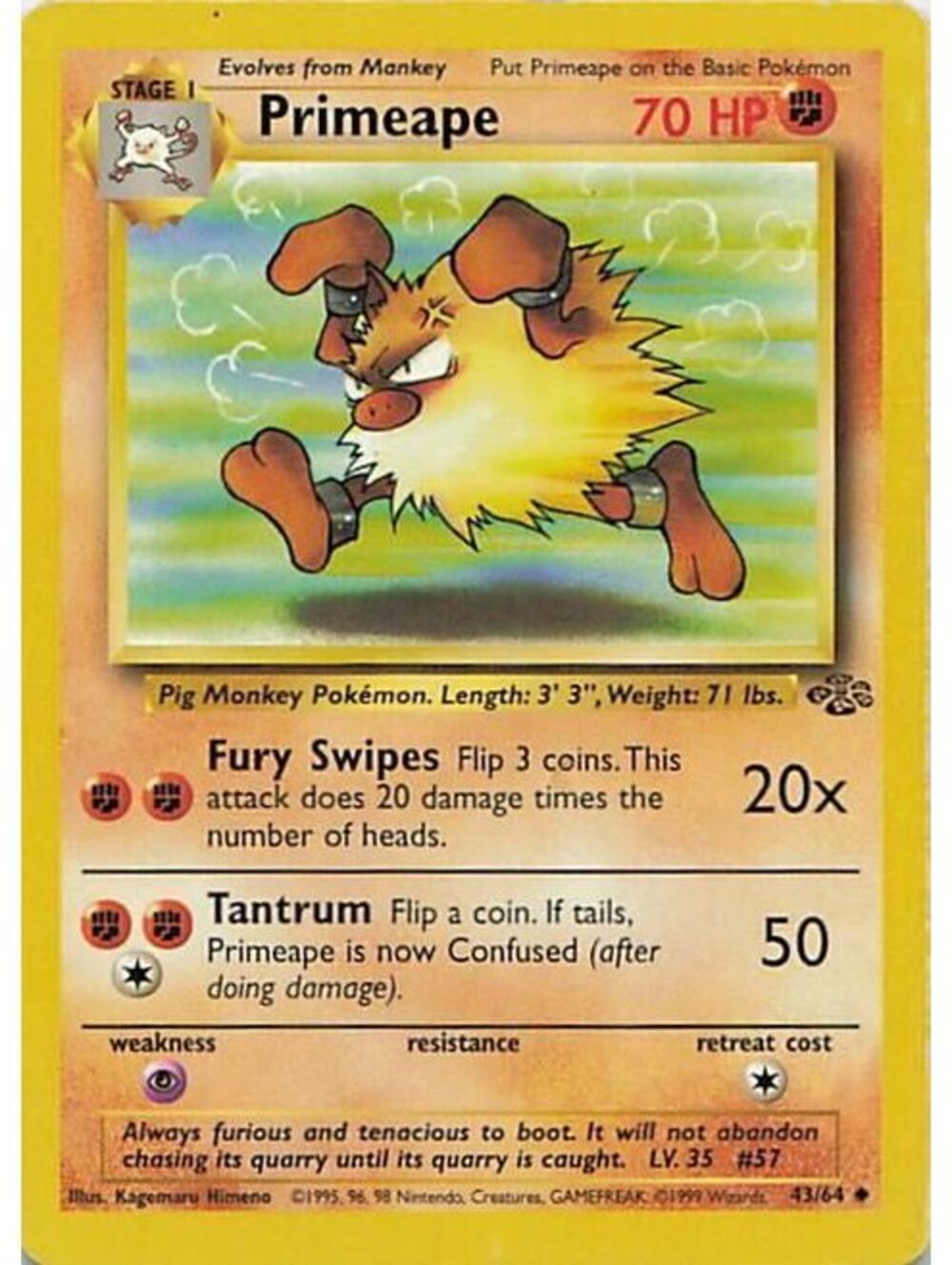 Pokemon TCG 1999 Primeape NM JU